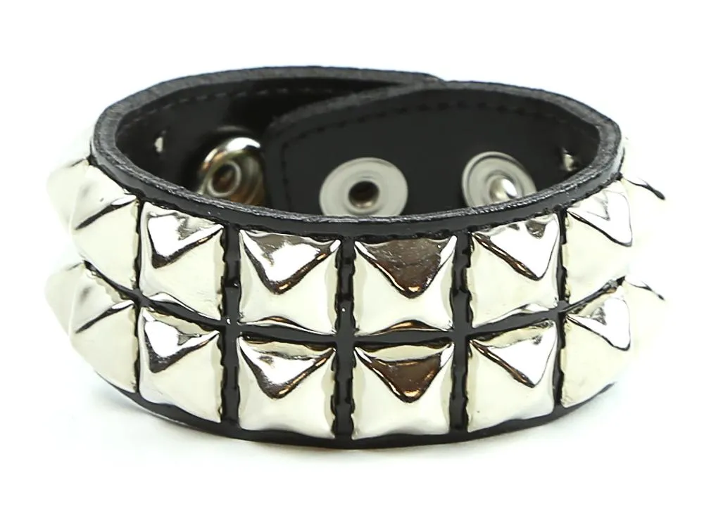 Double Row Studded Bracelet Neon Patent Leather
