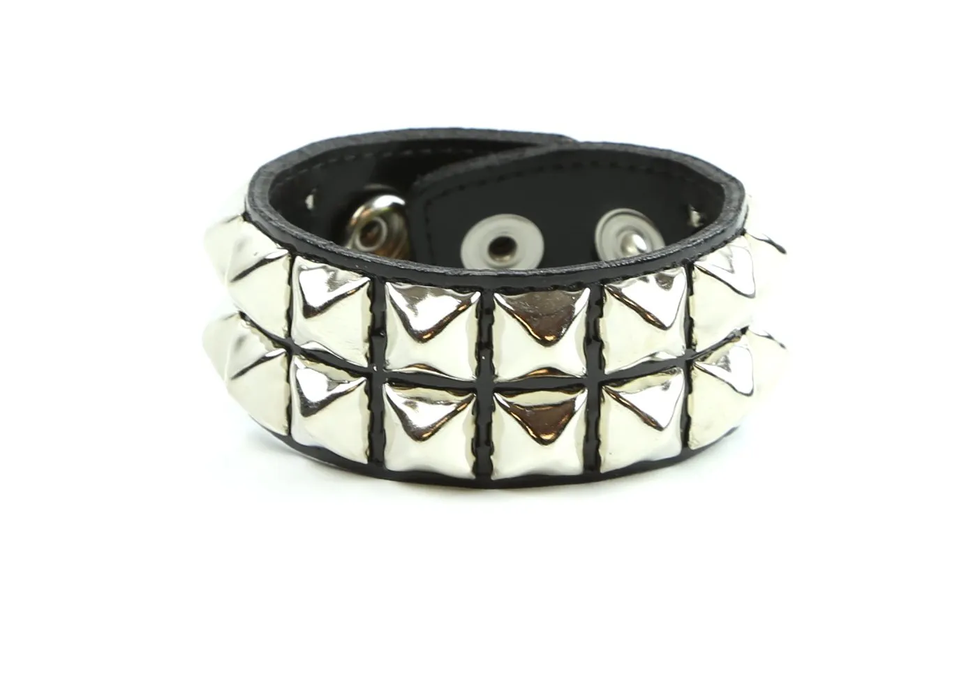 Double Row Studded Bracelet Neon Patent Leather