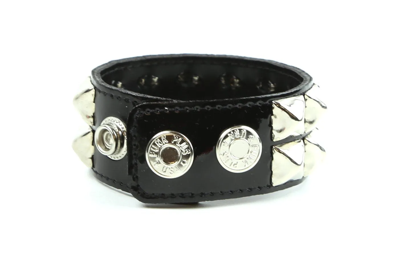 Double Row Studded Bracelet Neon Patent Leather