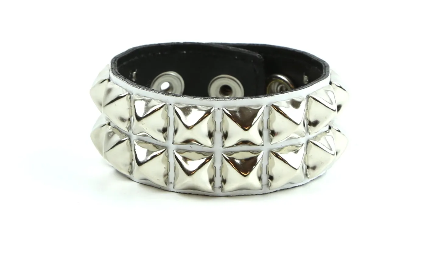 Double Row Studded Bracelet Neon Patent Leather