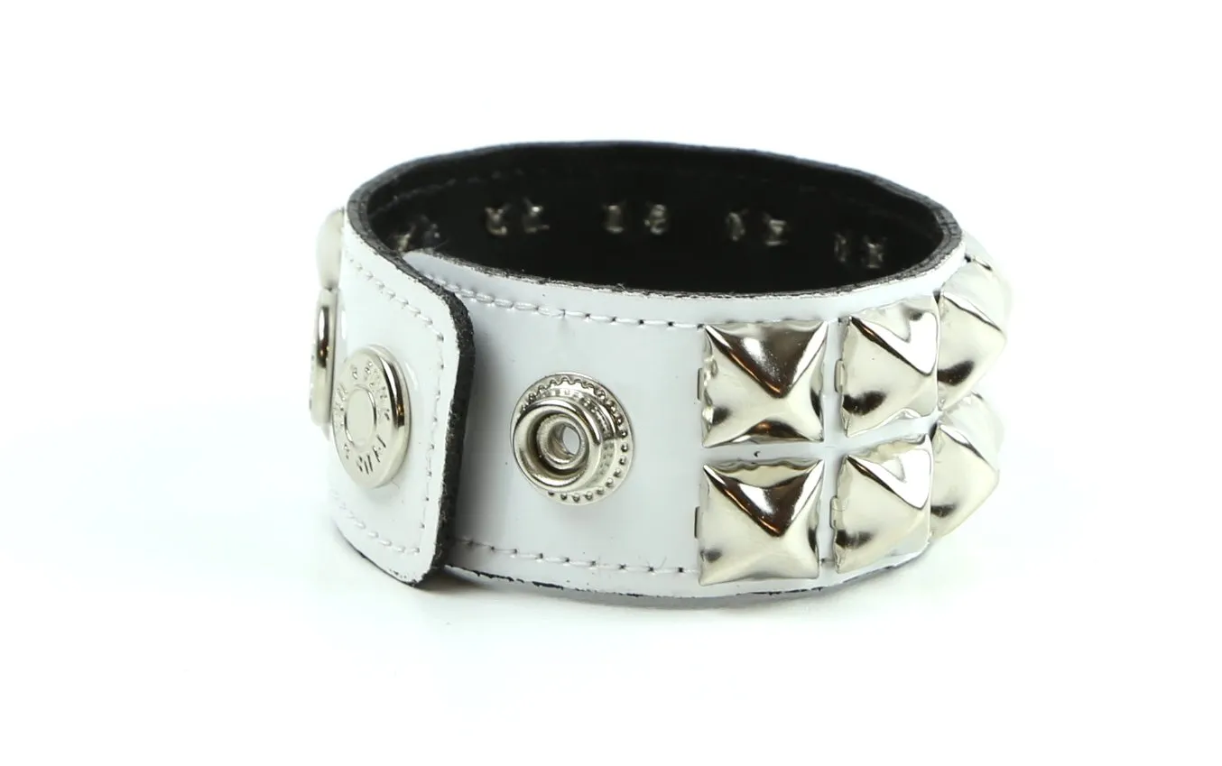 Double Row Studded Bracelet Neon Patent Leather