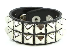 Double Row Studded Bracelet Neon Patent Leather