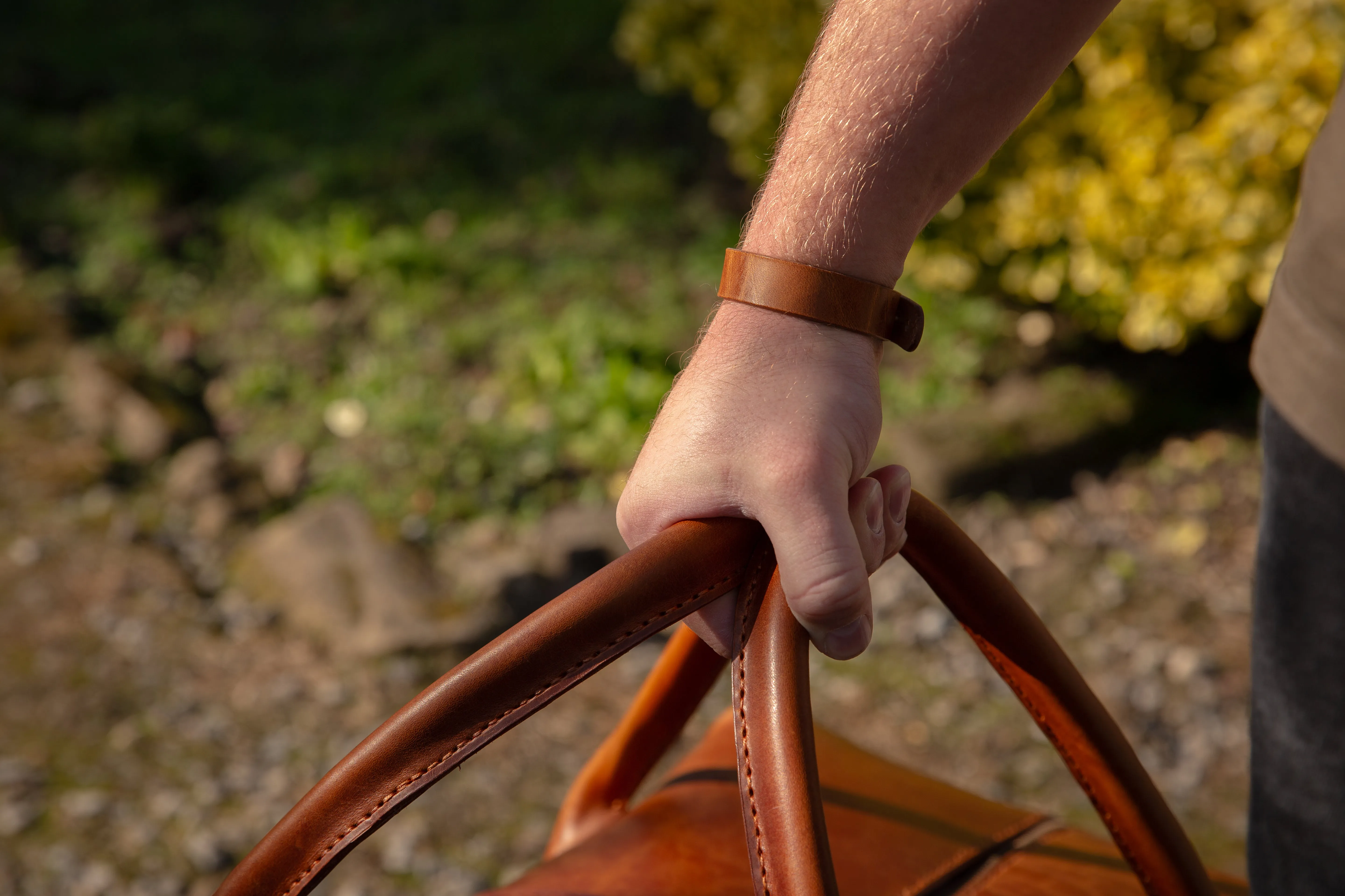 Double Stud Leather Bracelet