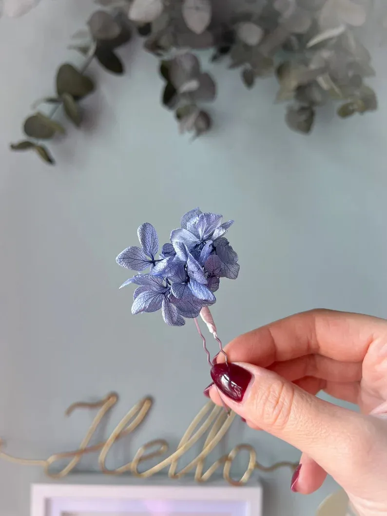 Dried Flower Hair Pins, Flower Girl Gypsophila Hair Pins Babys Breath Colorful Floral Hair Accessories Minimal Bridal Pins Floral Hair Piece