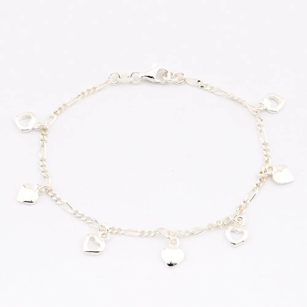 Drop Heart Charm Bracelet