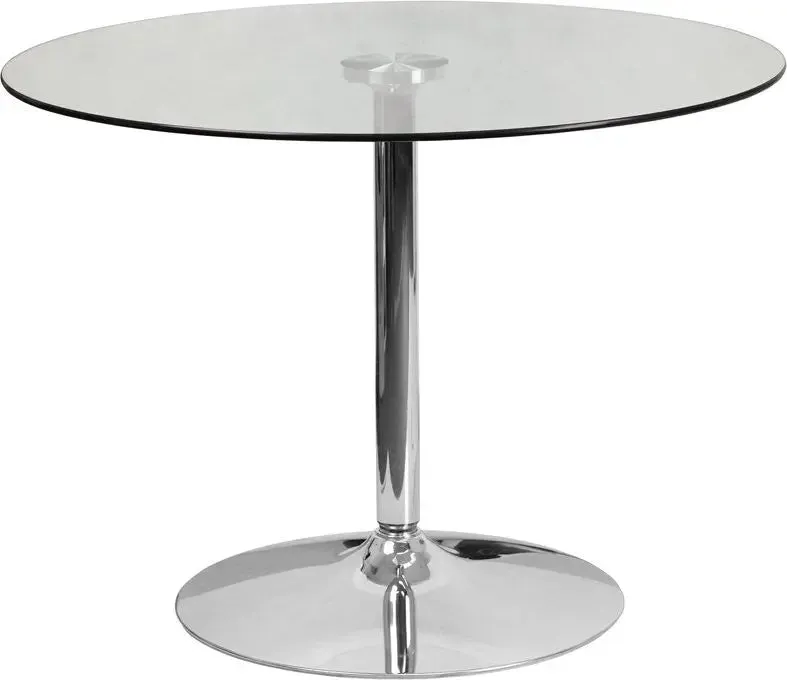 Dyersburg 39.25'' Round Glass Table w/29''H Chrome Base