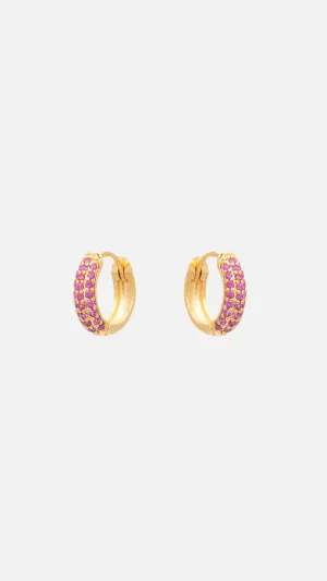 EARRINGS "HOOPS ZIRCON" PINK