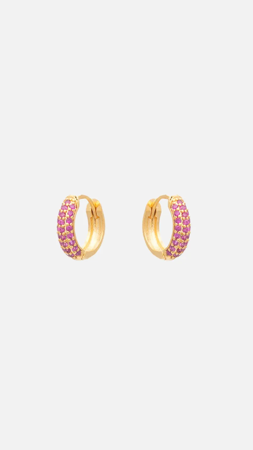 EARRINGS "HOOPS ZIRCON" PINK