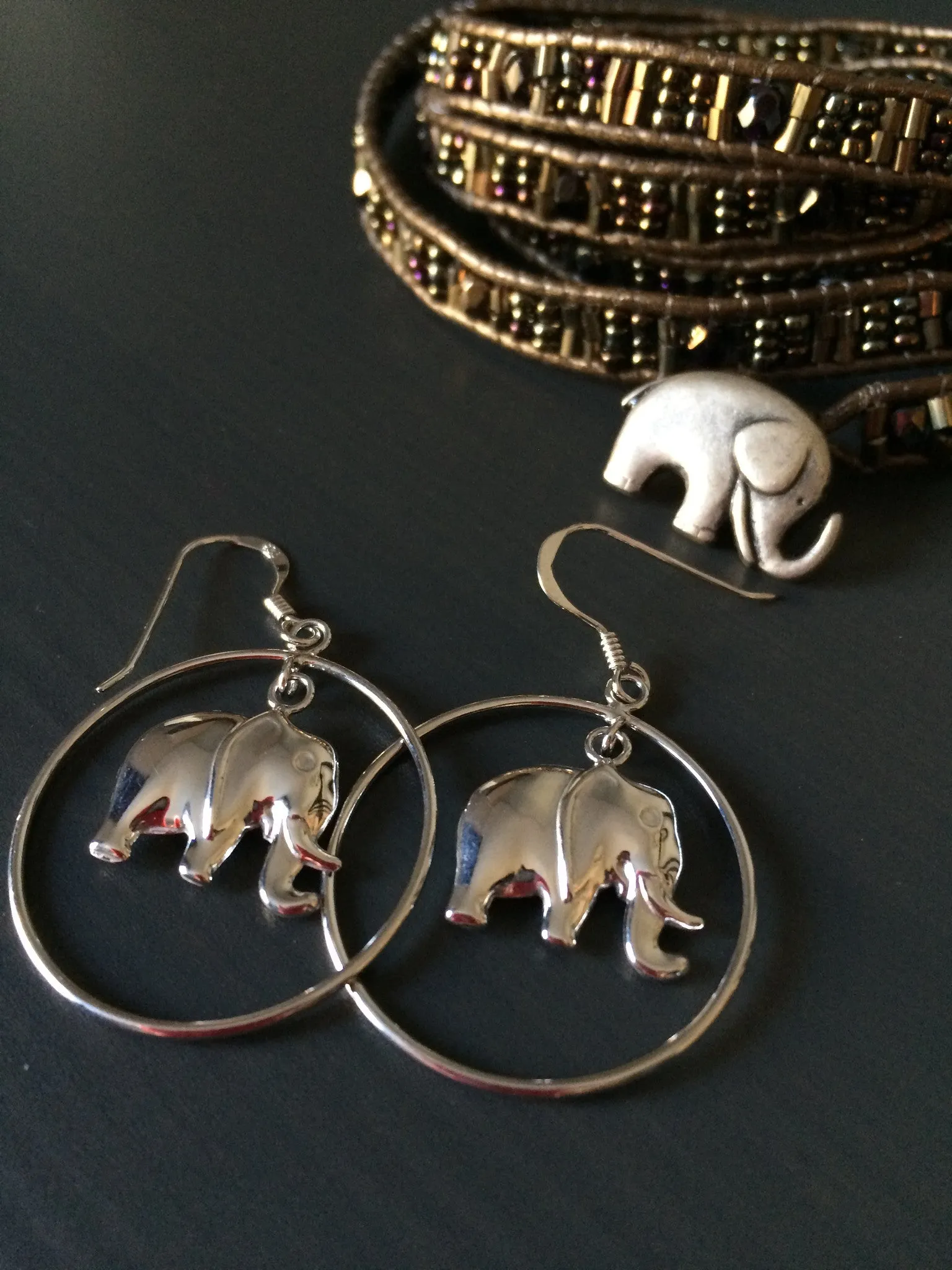 Elephant Hoop Earrings