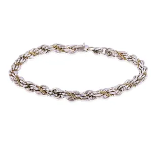 ESTATE TIFFANY STERLING SILVER 18K YELLOW GOLD ROPE CABLE BRACELET