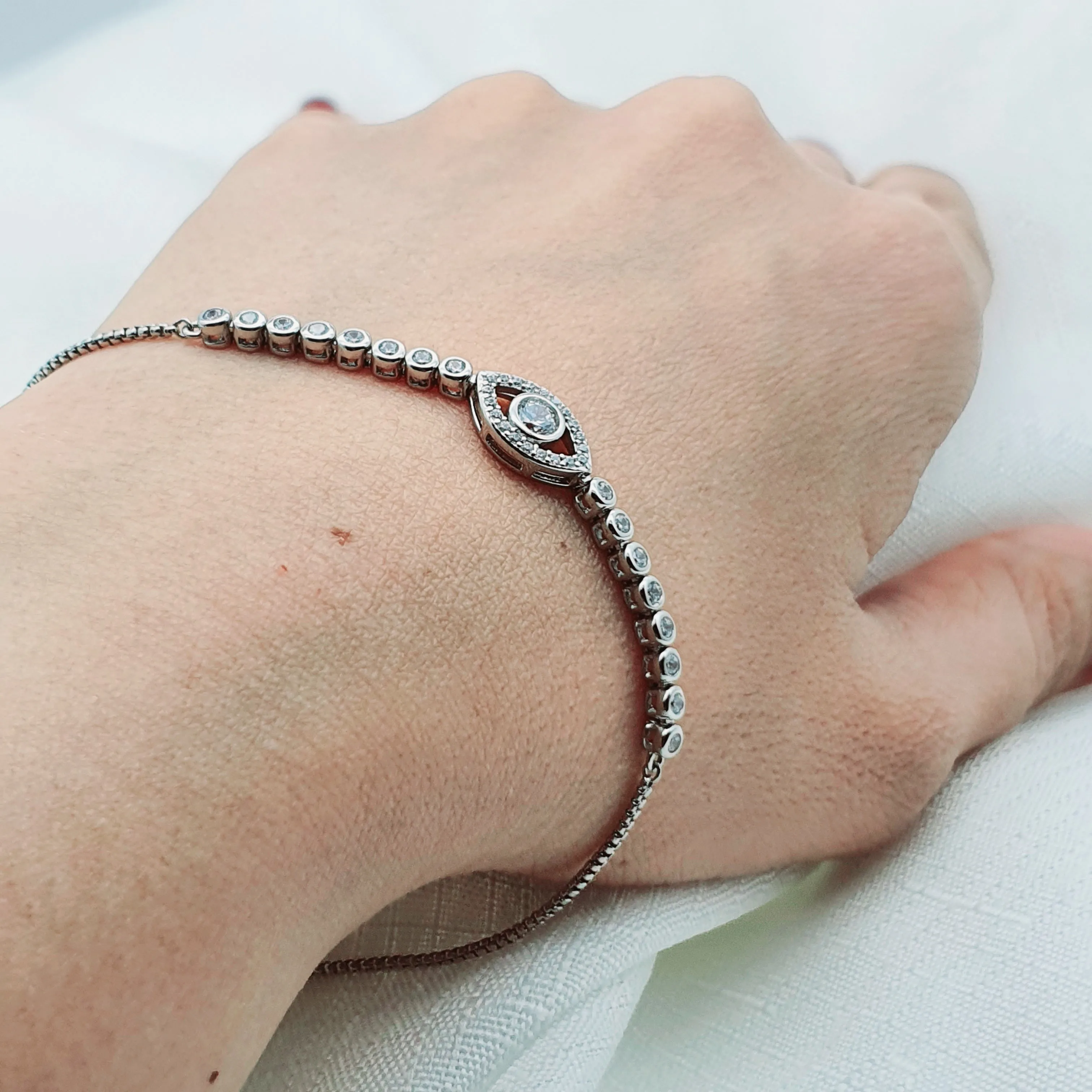 Evil Eye Icon Bracelet, Sterling Silver