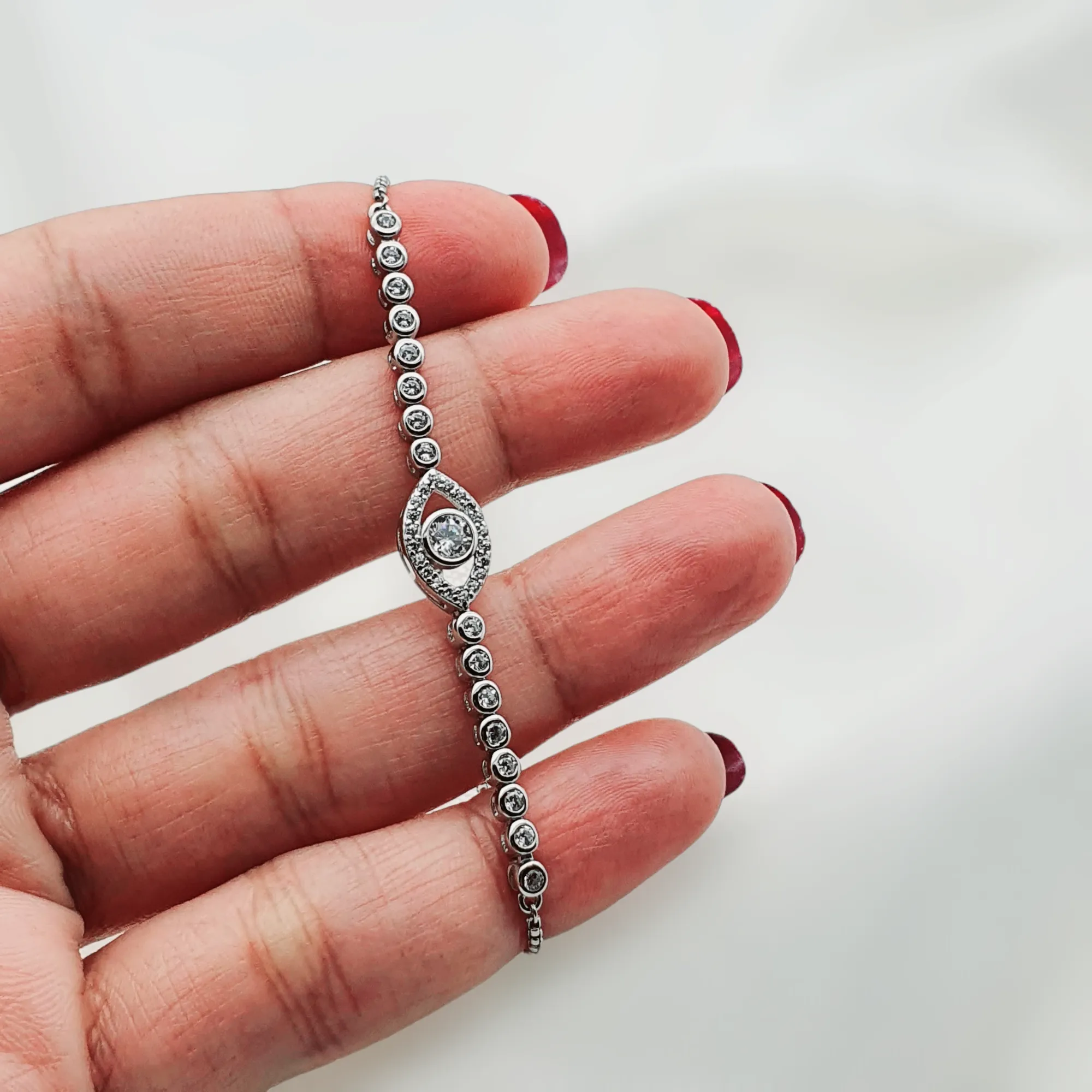 Evil Eye Icon Bracelet, Sterling Silver