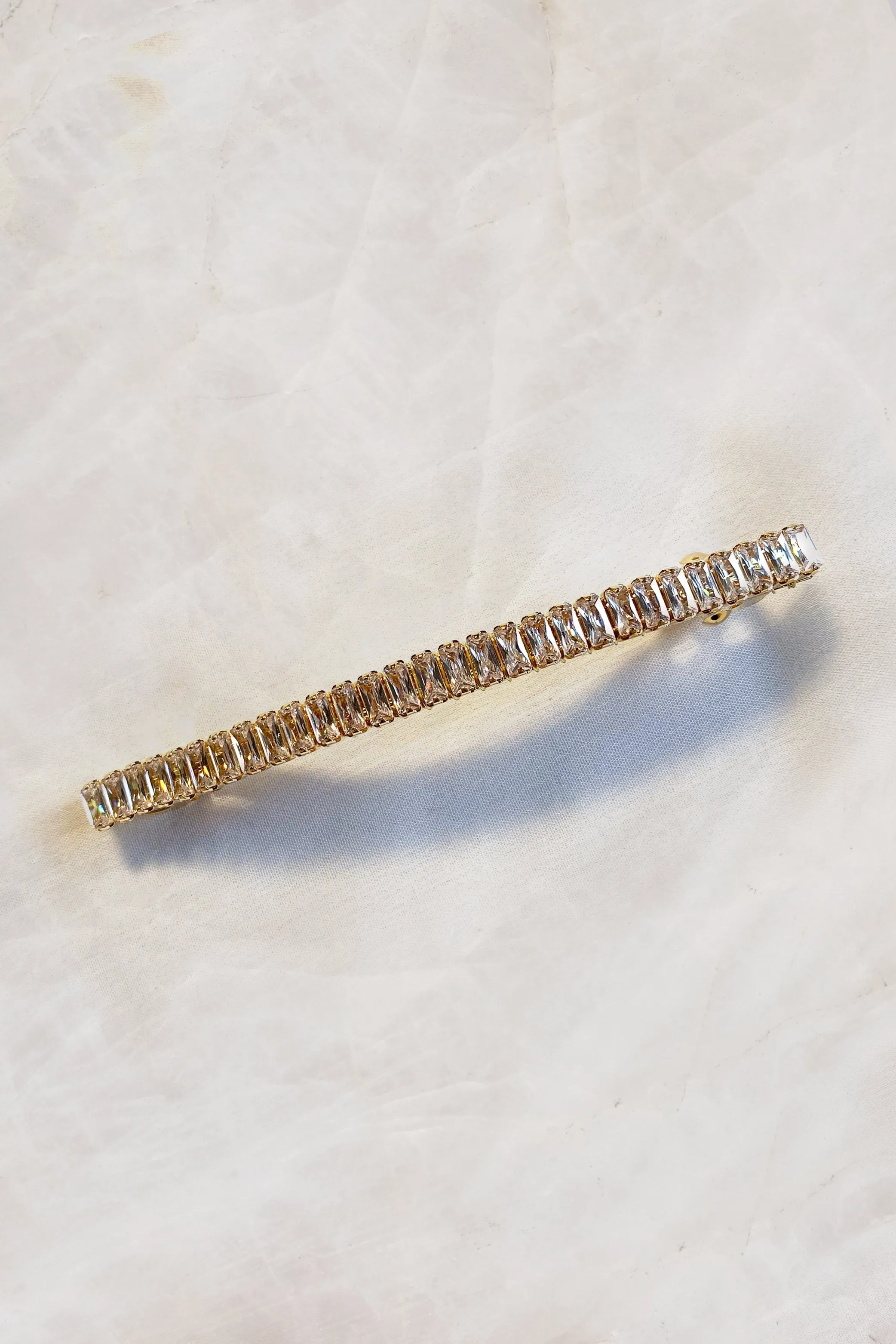 Extra-Long Emerald Cut Rhinestone Barrette
