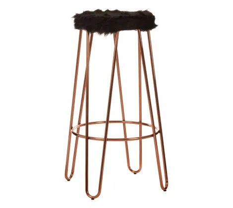 Faux Fur & Rose Gold Finish Stool