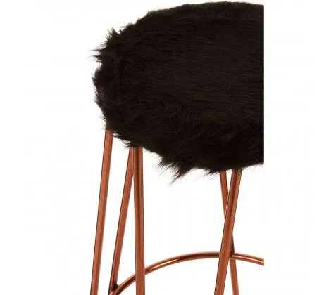 Faux Fur & Rose Gold Finish Stool