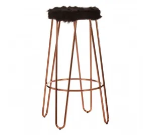 Faux Fur & Rose Gold Finish Stool