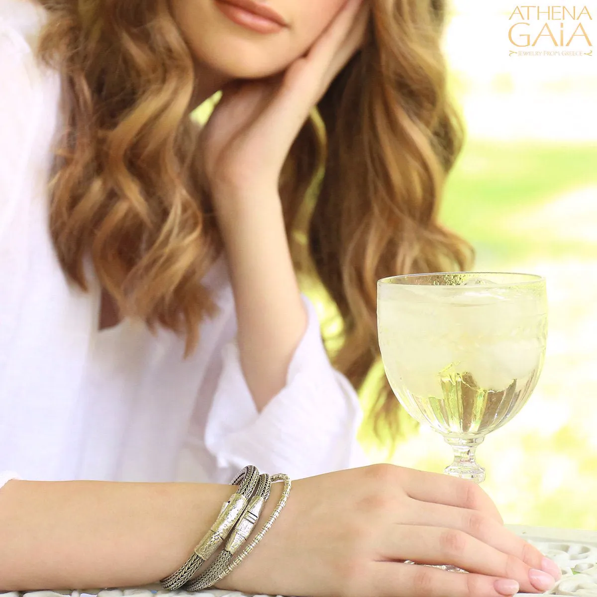 Floral Clasp Silver Strap Bracelet