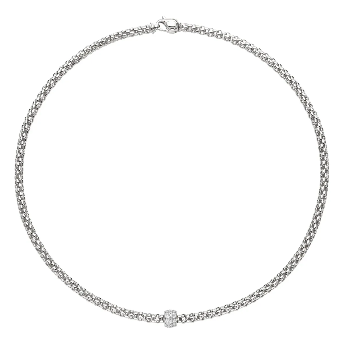 Fope 18K White Gold Solo Collection Diamond Necklace, 18 inch