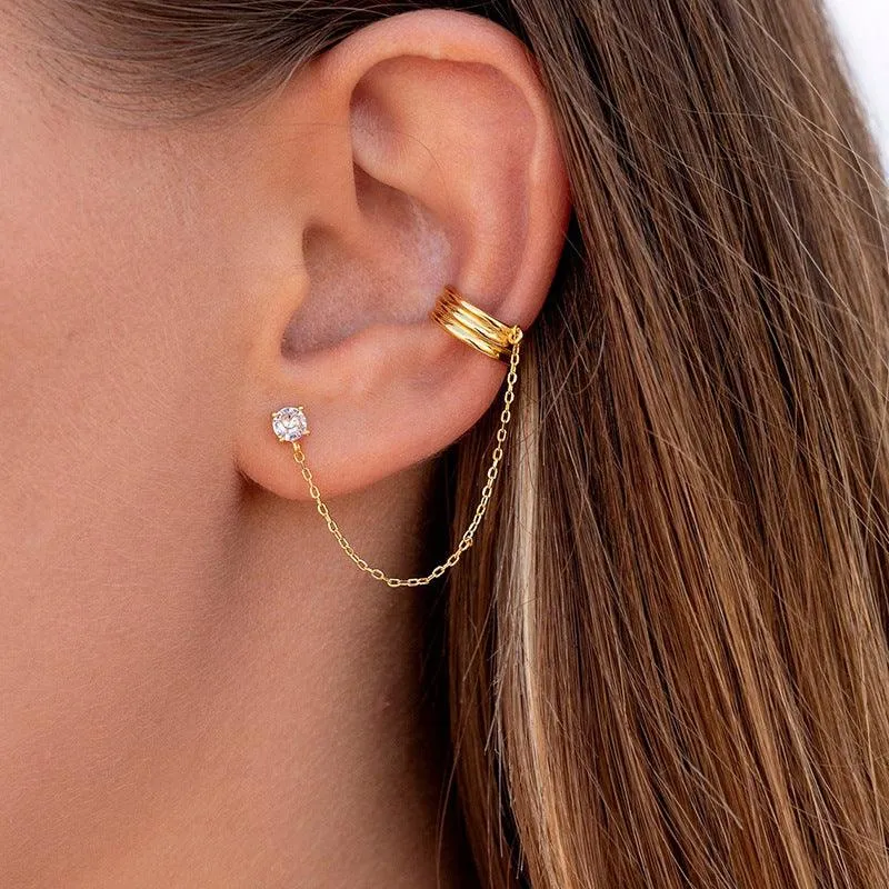Fringed Zircon Stud Earrings