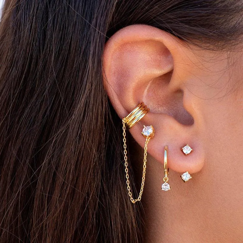 Fringed Zircon Stud Earrings