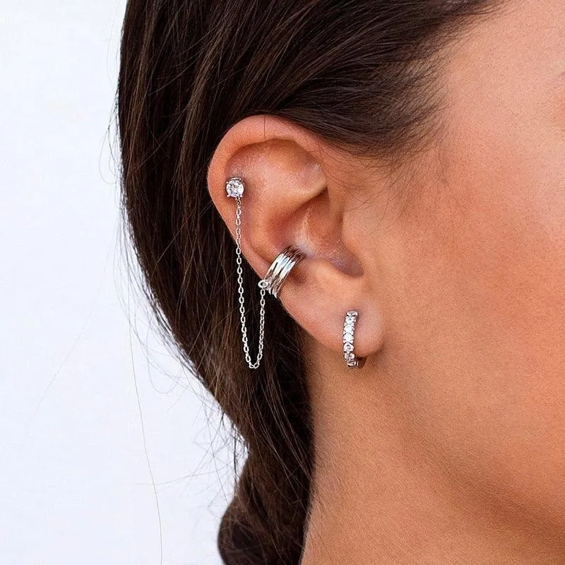 Fringed Zircon Stud Earrings