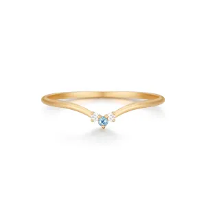 GEMMA | Curved Aquamarine and Diamond Ring