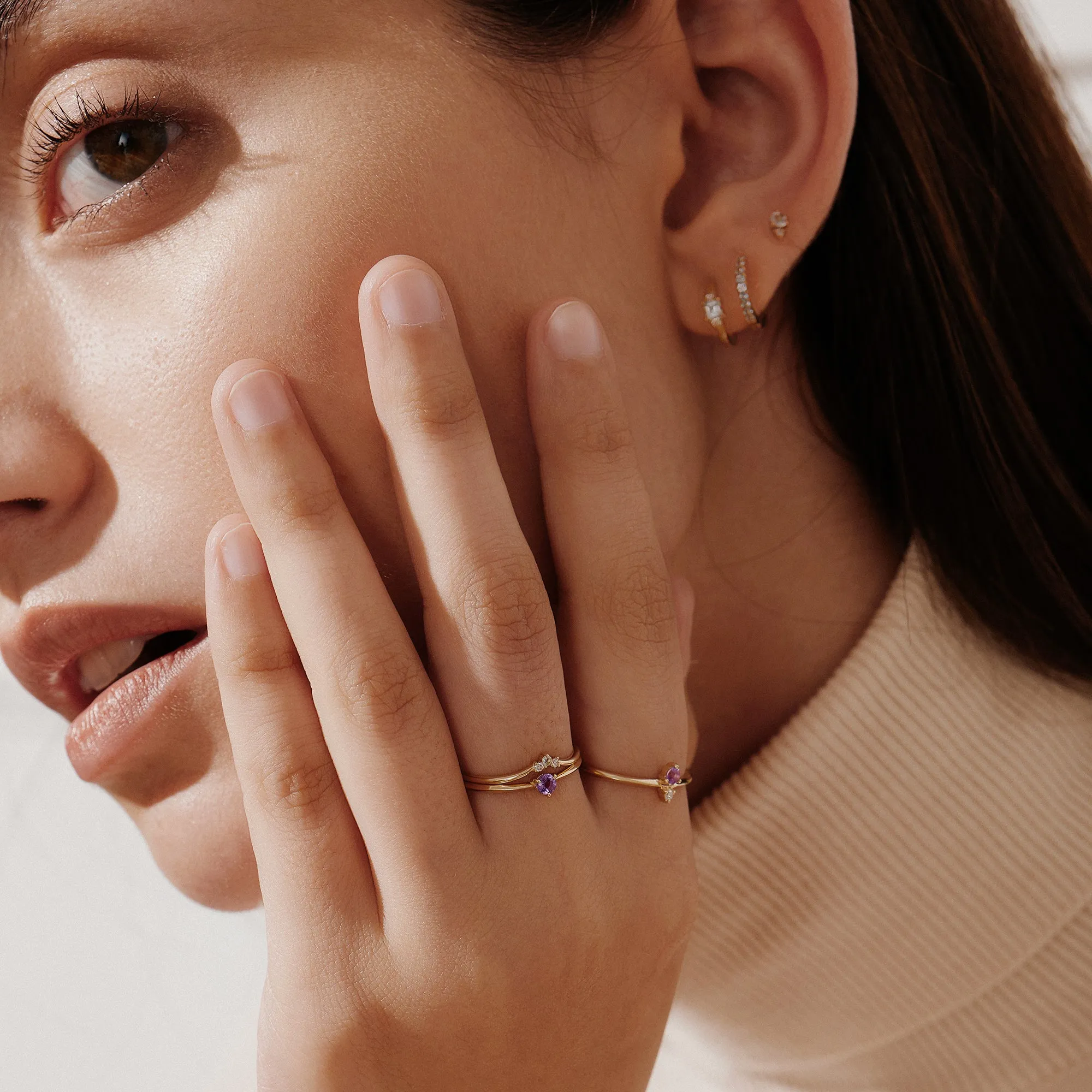 GEMMA | Curved Aquamarine and Diamond Ring