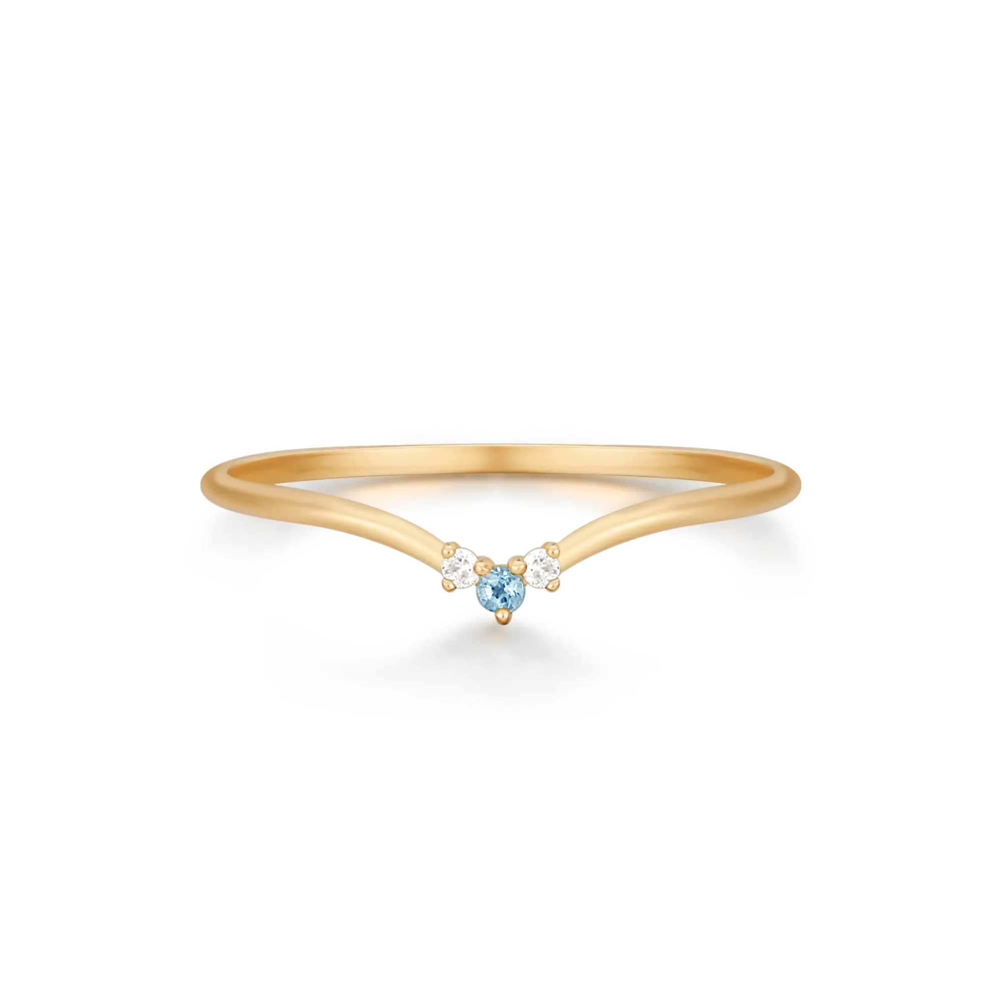 GEMMA | Curved Aquamarine and Diamond Ring