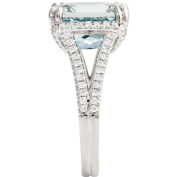 Gems of Distinction Collection's 14k White Gold 5.57ct Aquamarine & .44ctw Diamond Ring