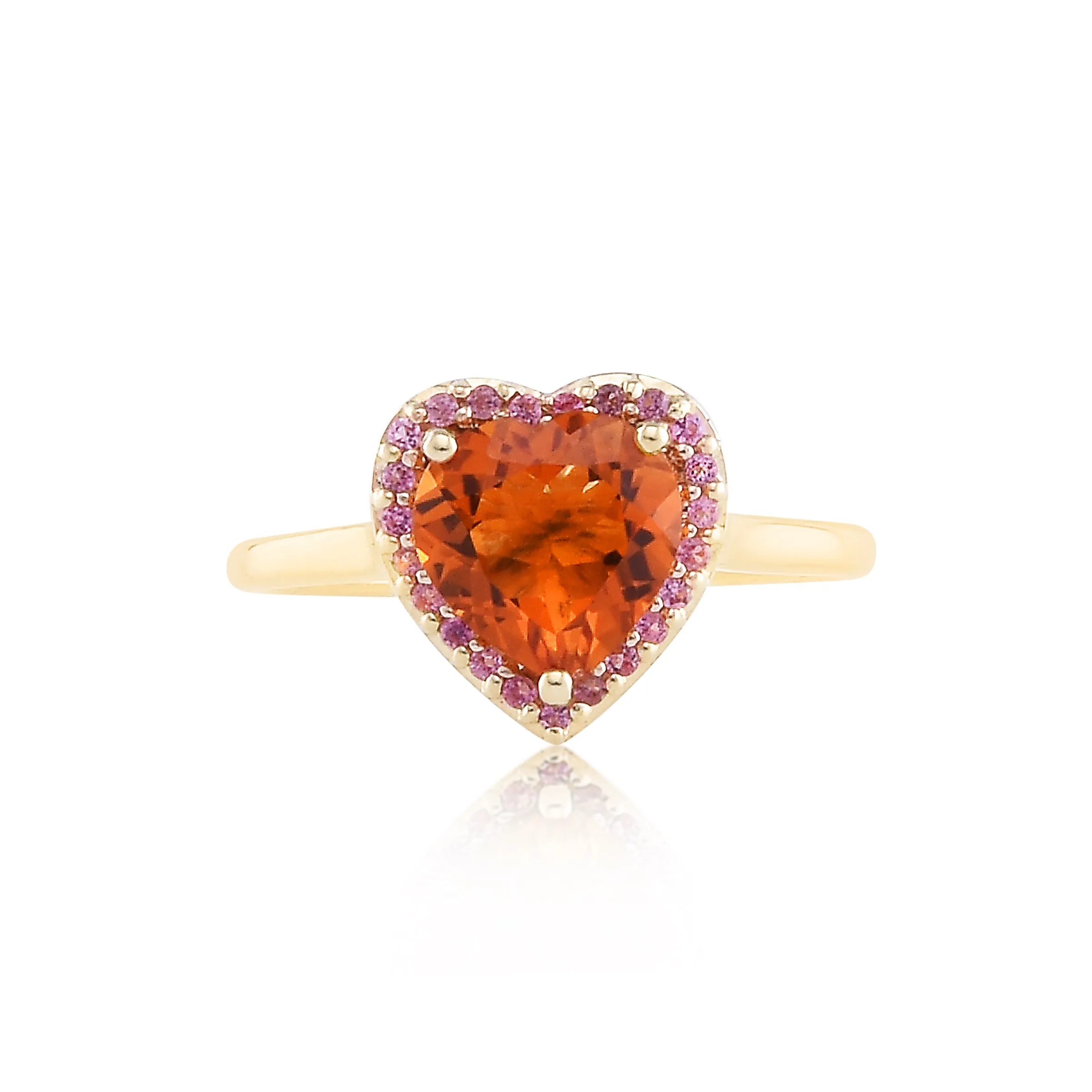 Gemstone 14K Halo Heart Cocktail Ring
