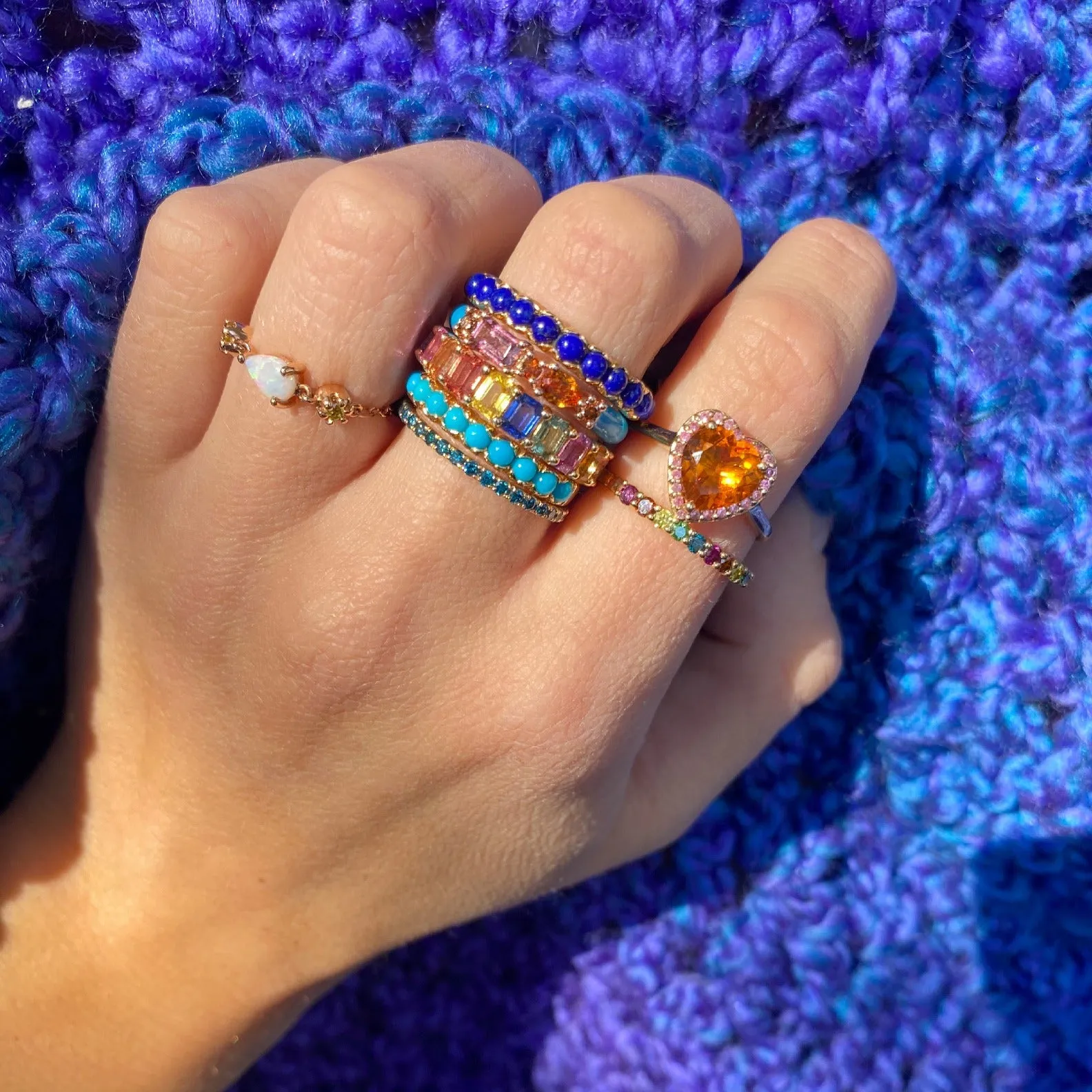 Gemstone 14K Halo Heart Cocktail Ring