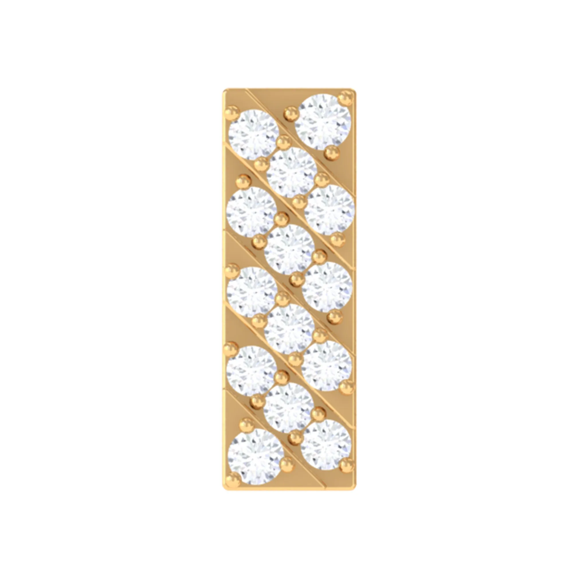 Genuine Diamond Gold Bar Earring for Tragus Piercing