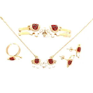 Girls Elephant Charm Jewelry Set, necklace, bracelet, earrings and ring