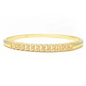 Gold Cubic Zirconia Chain Bangle Bracelet