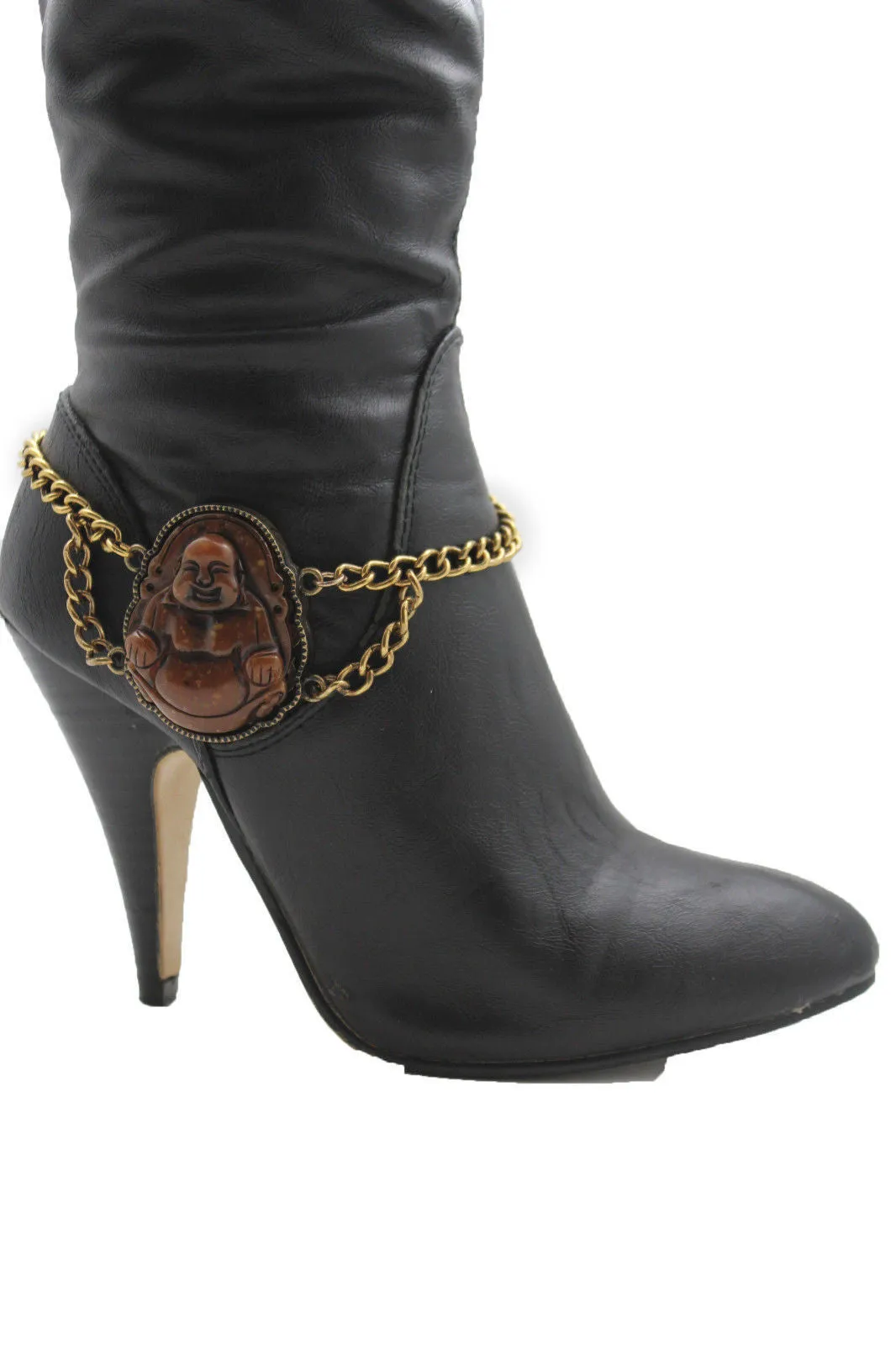 Gold Metal Boot Chain Bracelet Fat Buddha India Anklet Bohemian Shoe Charm Women