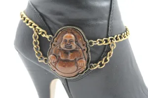Gold Metal Boot Chain Bracelet Fat Buddha India Anklet Bohemian Shoe Charm Women