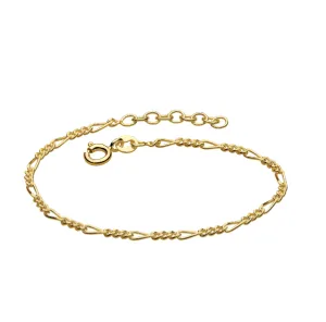 Gold Plated silver Figaro 7" Bracelet