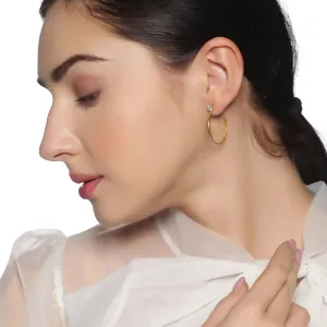 Gold Plated Zircon Silver Hoop Earrings