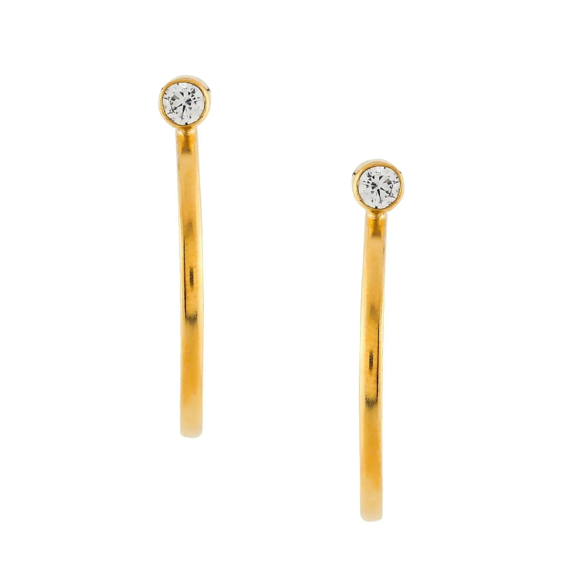 Gold Plated Zircon Silver Hoop Earrings