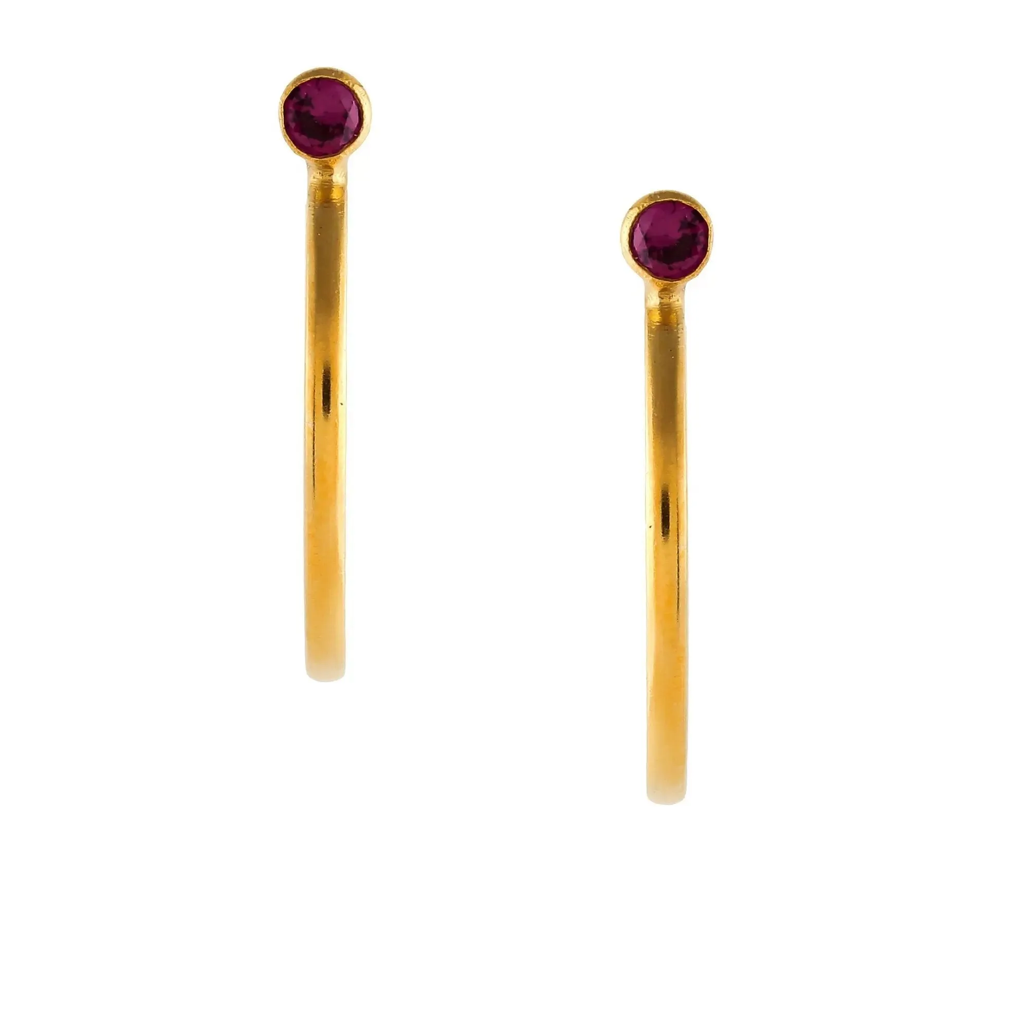 Gold Plated Zircon Silver Hoop Earrings