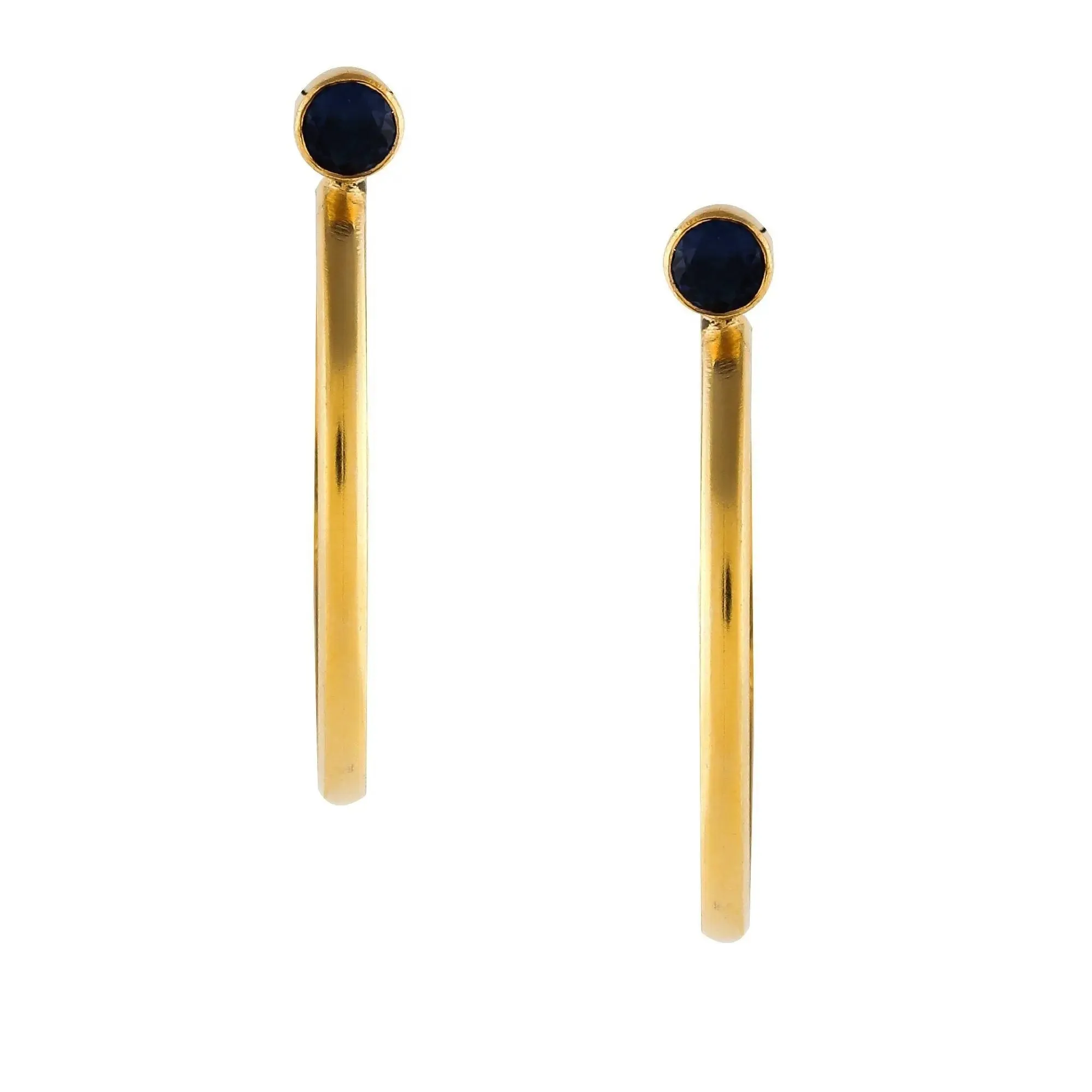 Gold Plated Zircon Silver Hoop Earrings