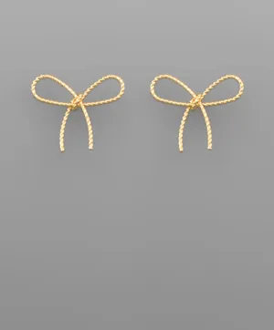 Gold Textured Bow Earrings