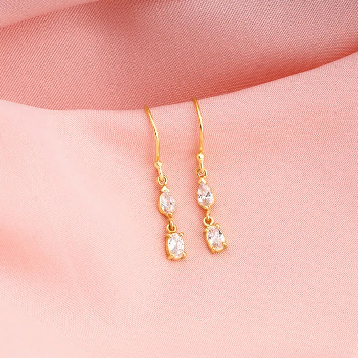 Golden Zirconium Moments Dangler Earrings