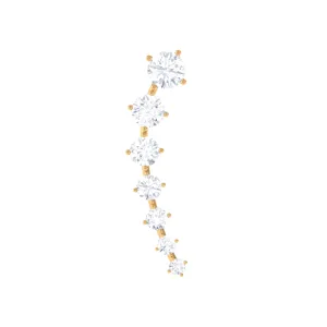 Graduated Style Moissanite Ear Crawler Earring for Helix Piercing