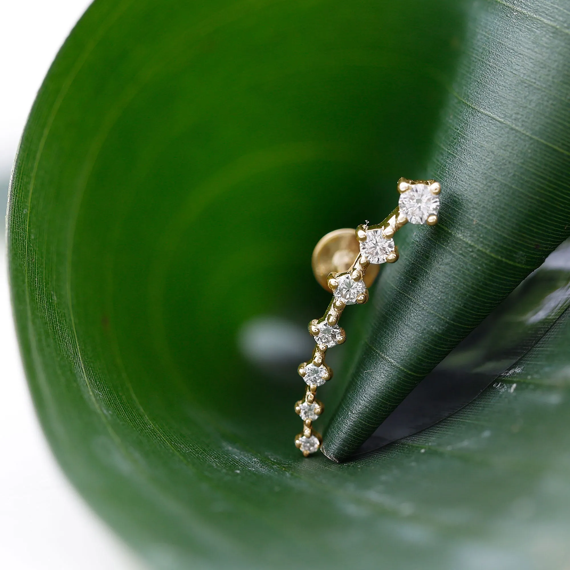 Graduated Style Moissanite Ear Crawler Earring for Helix Piercing