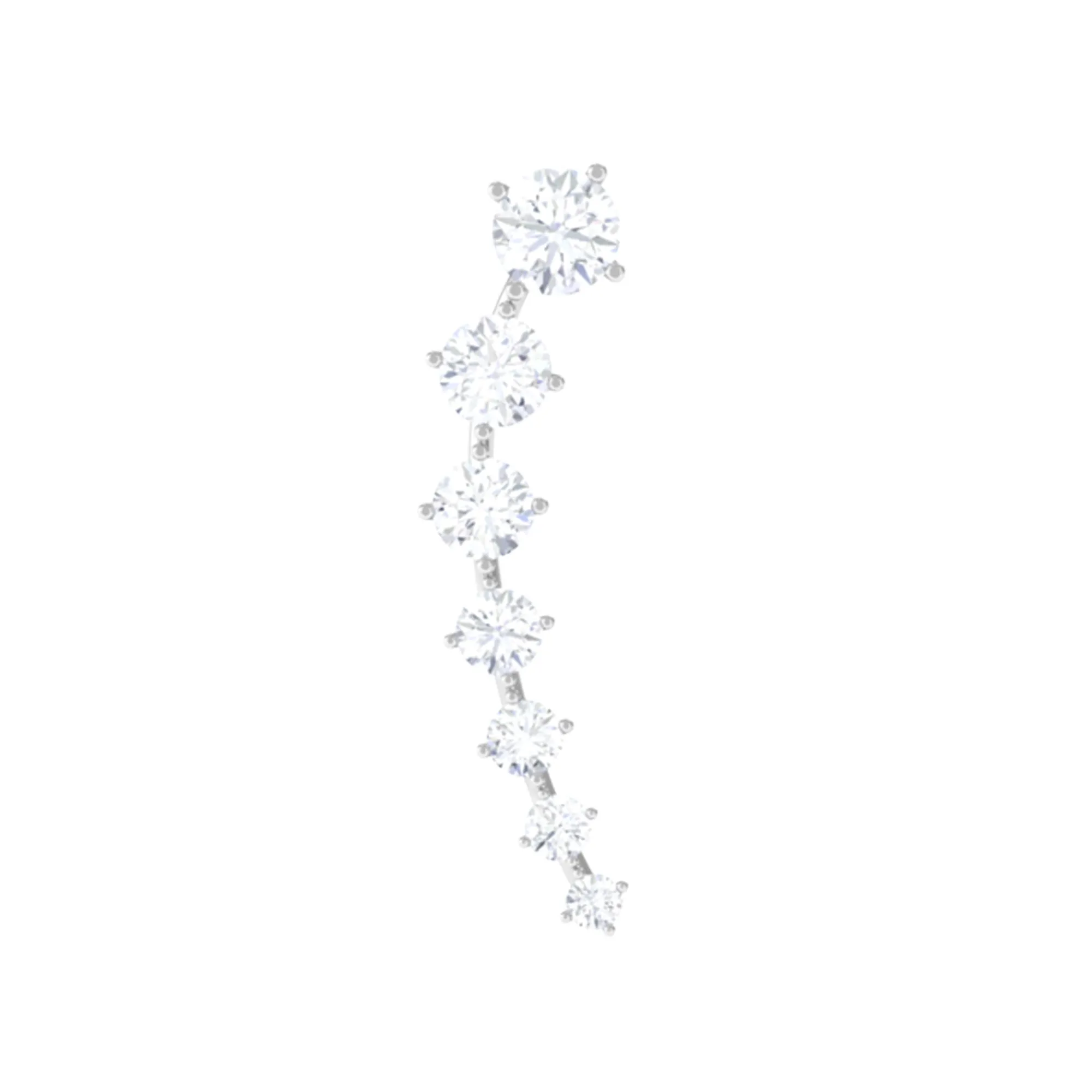 Graduated Style Moissanite Ear Crawler Earring for Helix Piercing