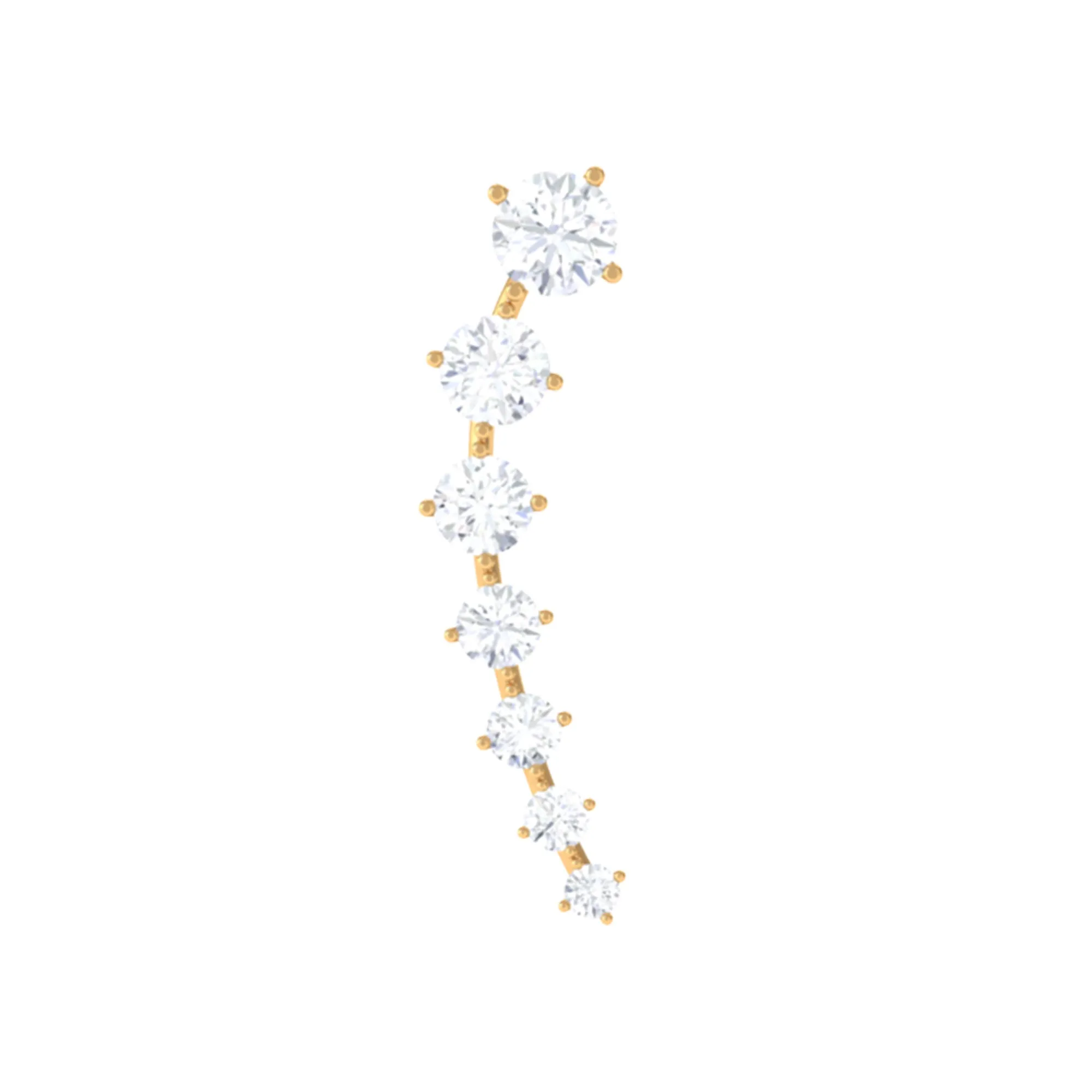 Graduated Style Moissanite Ear Crawler Earring for Helix Piercing