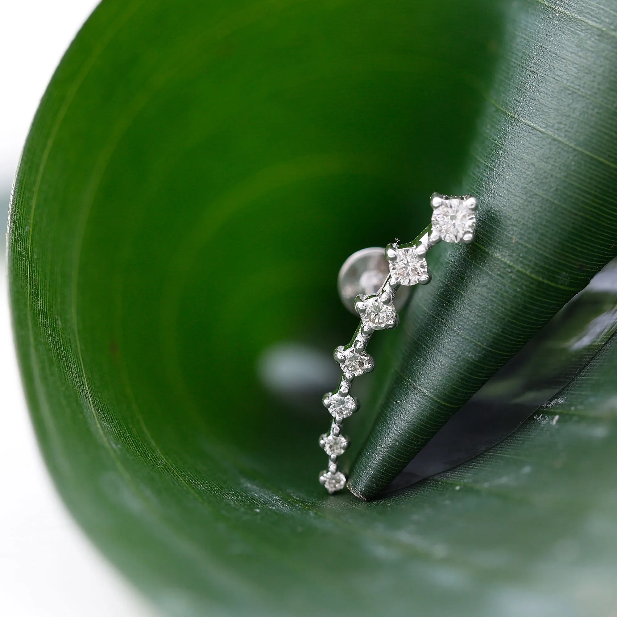 Graduated Style Moissanite Ear Crawler Earring for Helix Piercing