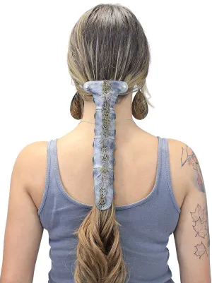 Gray Feather & Leather Hair Tube #AHW2306FGY
