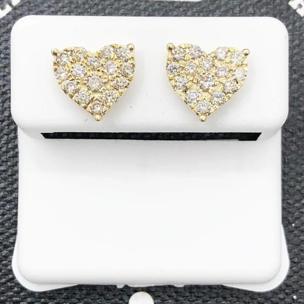 Heart .75cttw Diamond Earrings 14K Yellow Gold